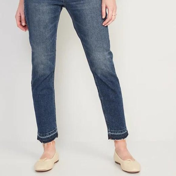 New Old Navy Mid-Rise Boyfriend Straight Cut-Off Jeans for Women - Picture 2 of 4